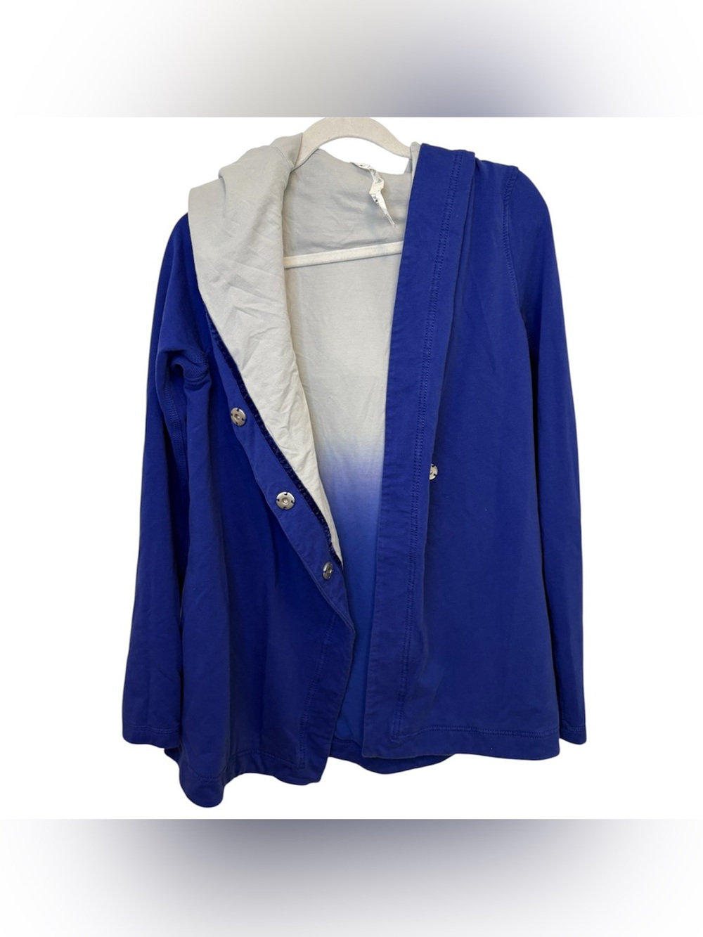Rare lululemon hoodie button cardigan sweater size 8 blue cotton cozy oversized
